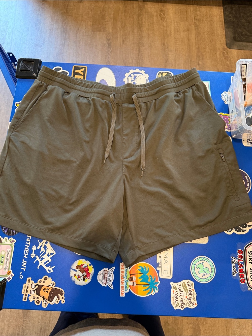 Men's XXL Penguin Sport Olive Green Athletic Drawstring Shorts